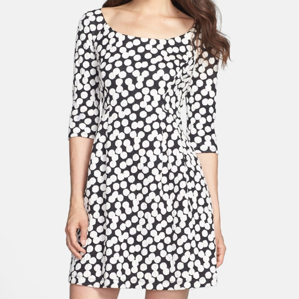 BETSEY JOHNSON JACQUARD BLACK WHITE DOT DRESS